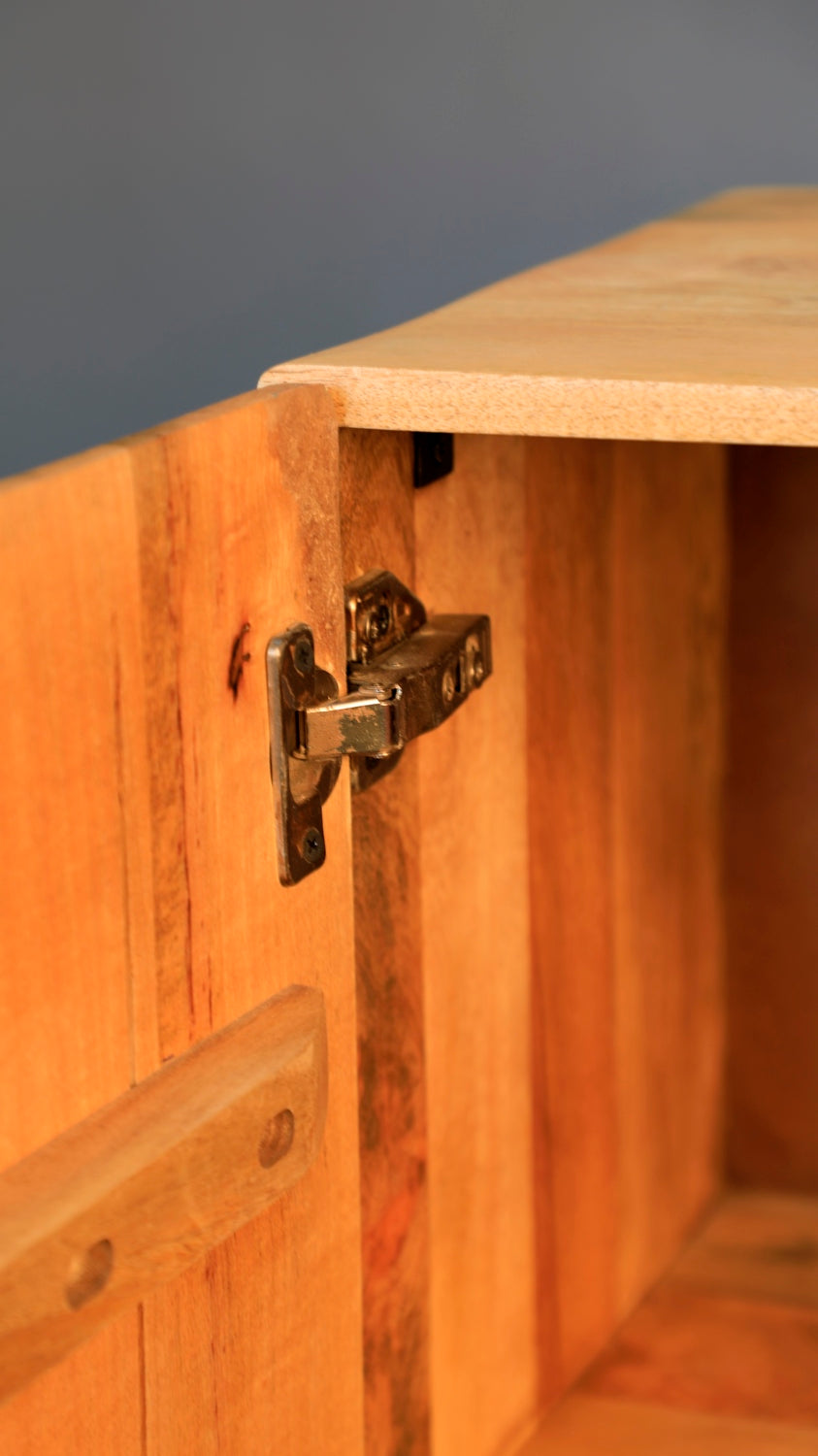 Mango Wood & Epoxy Storage Cabinet – Noir & Burgundy Pearl Accents