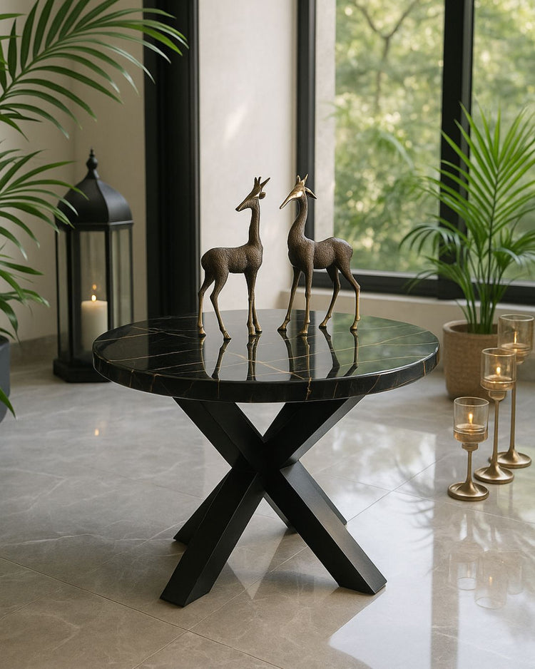 Engineered Wood & Epoxy Nested Tables – Noir & Gold Opulence