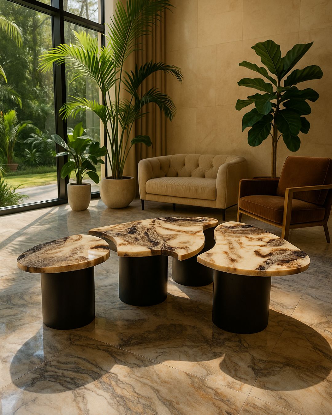 Artēmish Cappuccino Table – Playful Elegance – Versatile Coffee Table Set – 47 x 30 x 18 cm