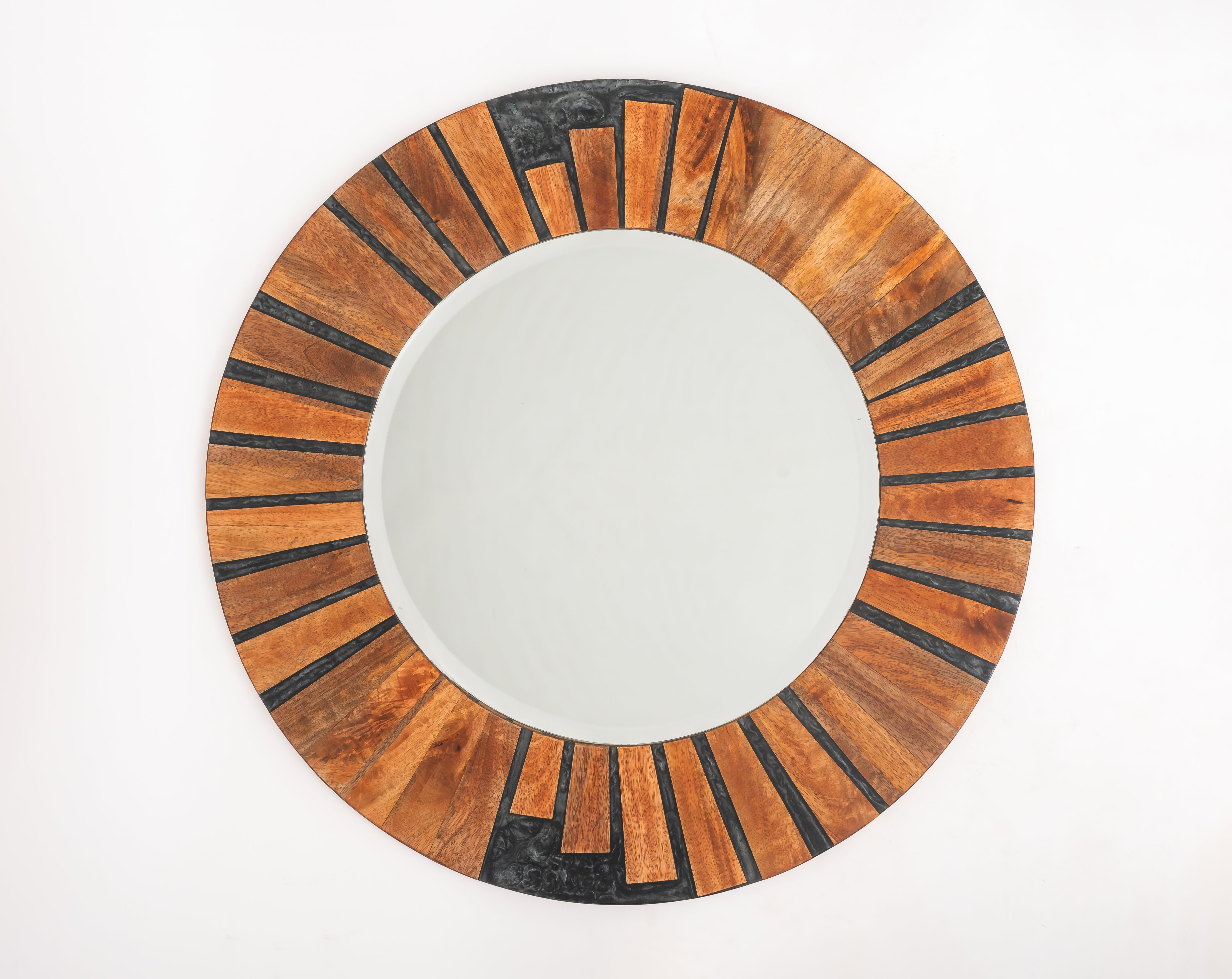 Wooden Batton Wheel Mirror Frame