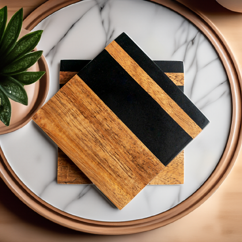 Artemish Epoxy Resin Coaster Set of 4 – Modern Minimalism – Durable and Absorbent – 9" x 9" x 1.5