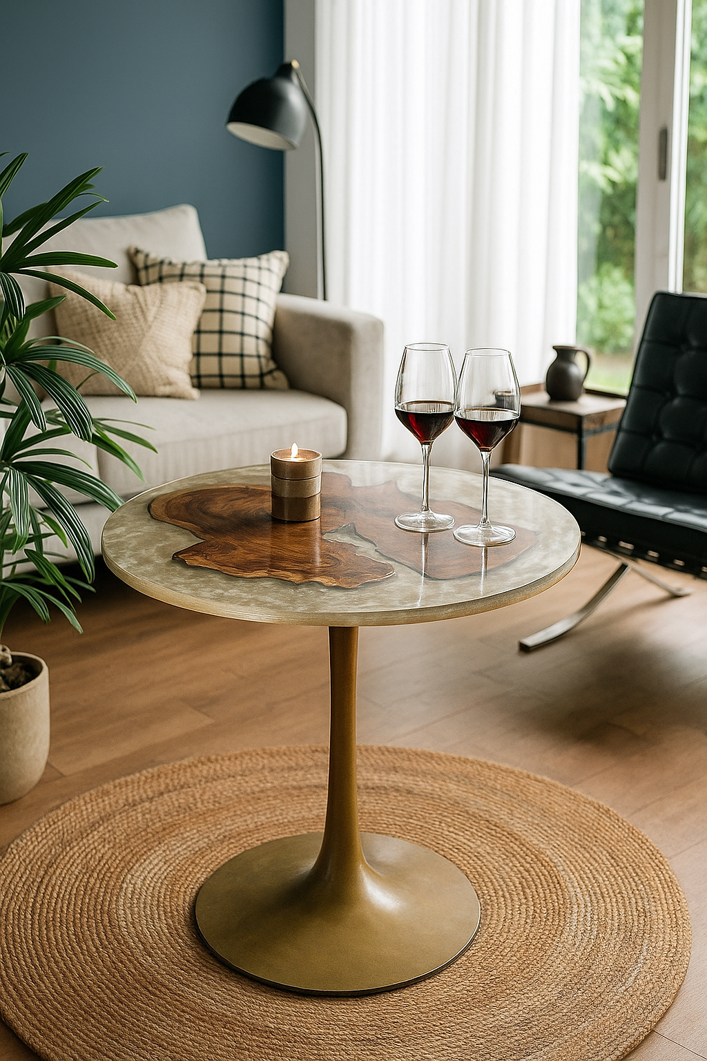 Acacia Wood & Epoxy Center Table – Ivory Coast Inspiration