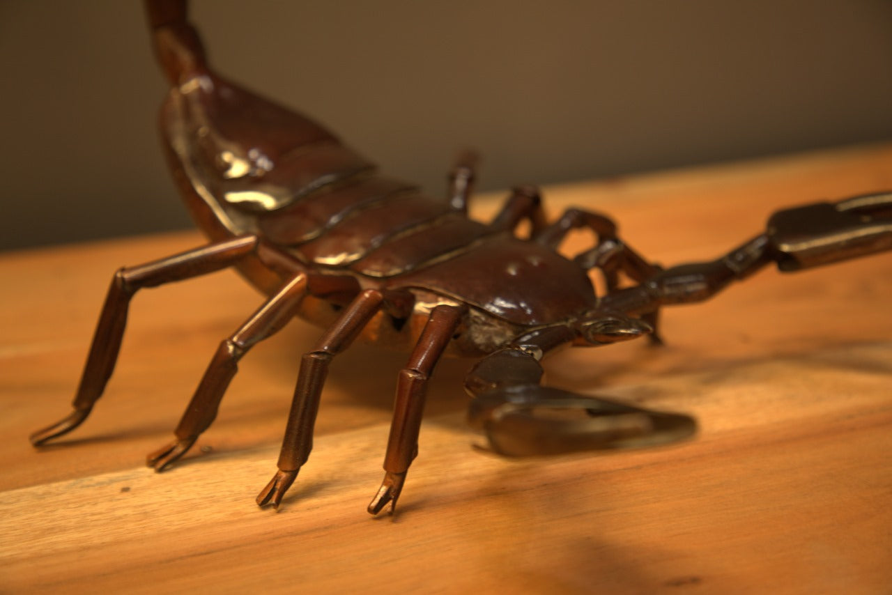 Unique Scorpion Brown Metal Sculpture for Interior