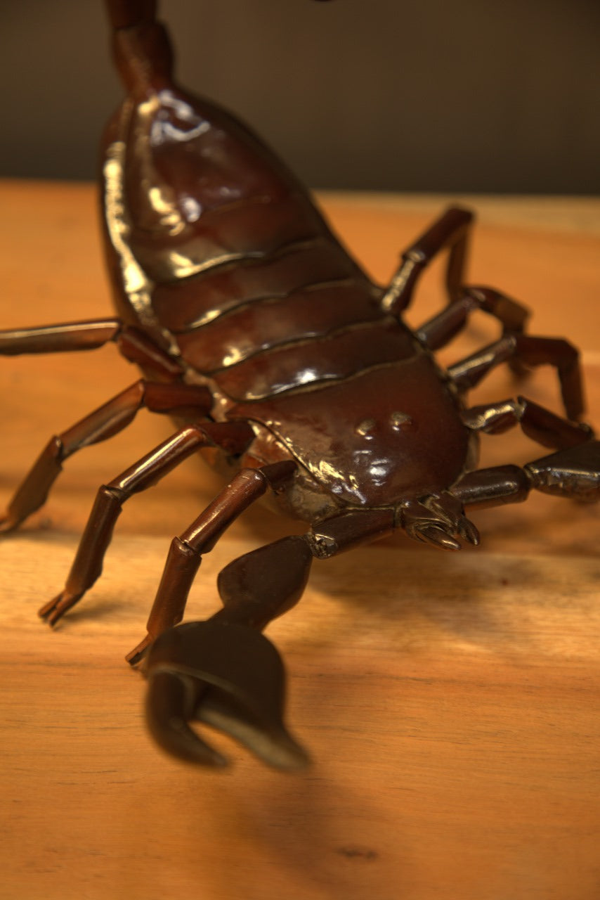 Unique Scorpion Brown Metal Sculpture for Interior