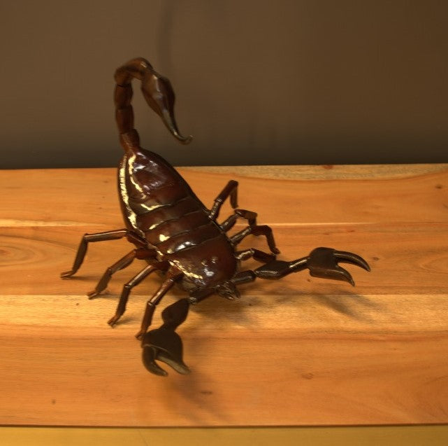 Unique Scorpion Brown Metal Sculpture for Interior