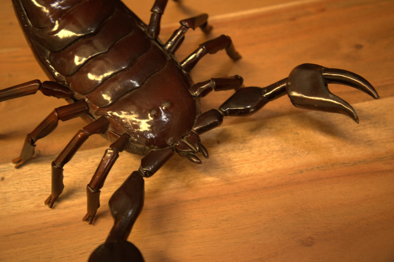 Unique Scorpion Brown Metal Sculpture for Interior