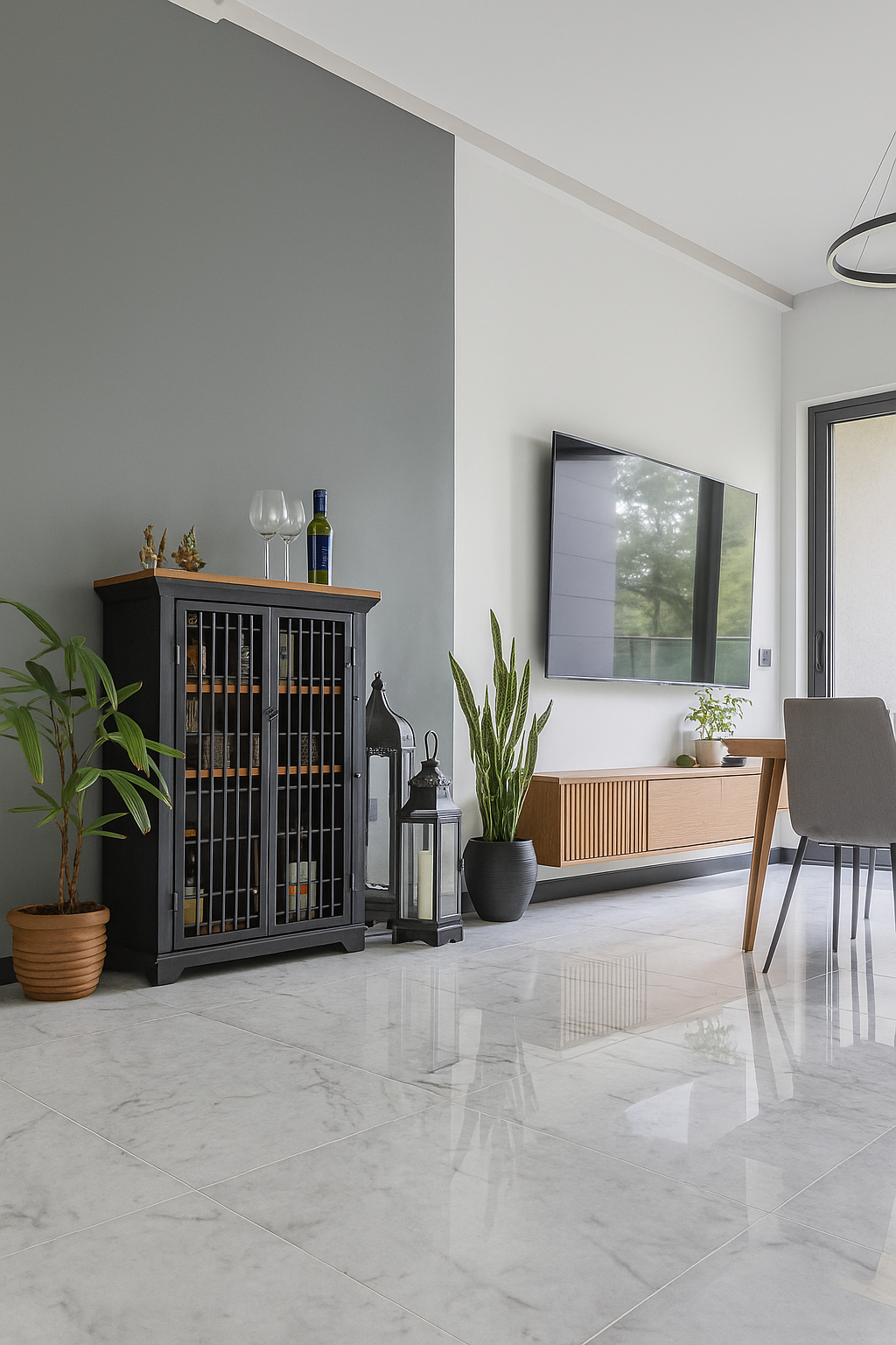 Acacia Wood & Iron Bar Cabinet – Industrial Contemporary