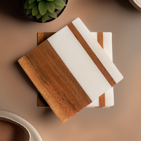 Artemish Epoxy Resin Coaster Set of 4 – Modern Minimalism – Durable and Absorbent – 9" x 9" x 1.5