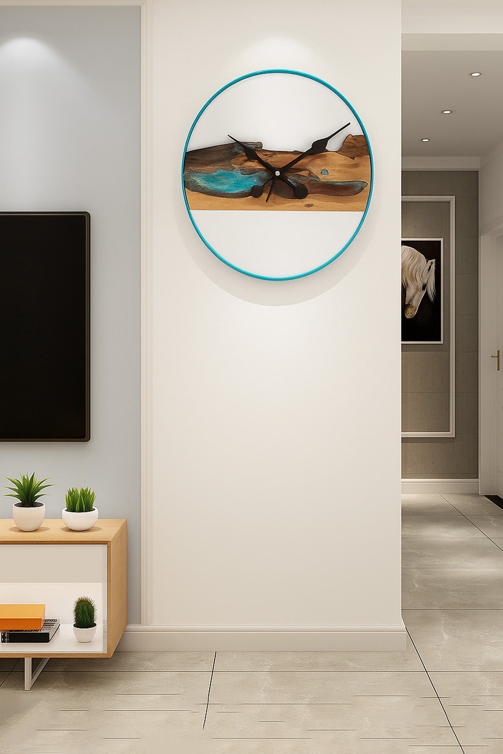 Acacia Wood & Epoxy Wall Clock – Countryside Charm