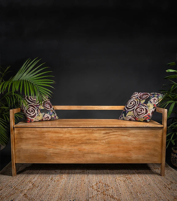 Contemporary Wooden Bench with Storage