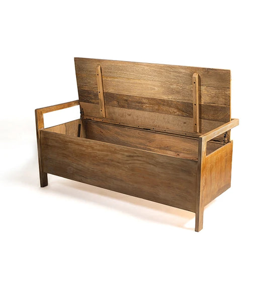 Contemporary Wooden Bench with Storage