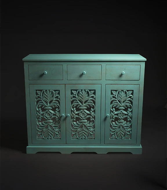 Corbett Side Board (Green) – Functional Artistry – Elegant Storage Solution – 47 x 16 x 39 cm