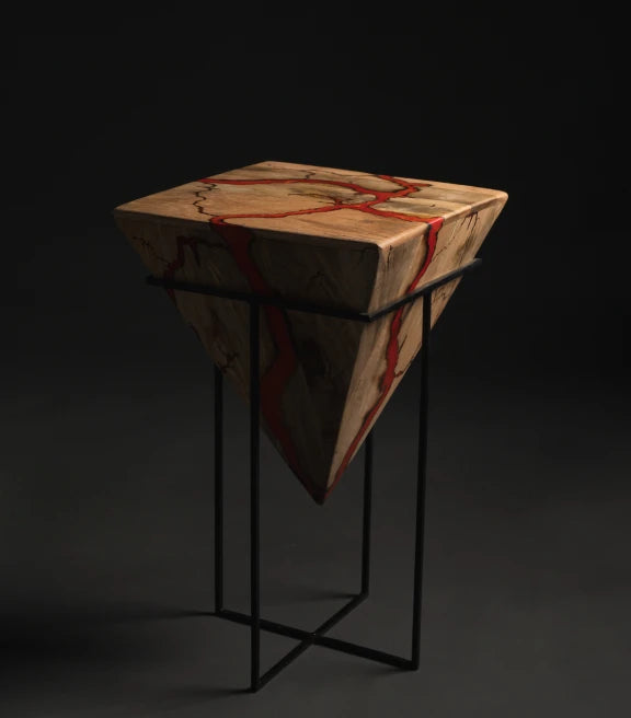 Mango Wood & Epoxy End Table – Floating Lava River Design