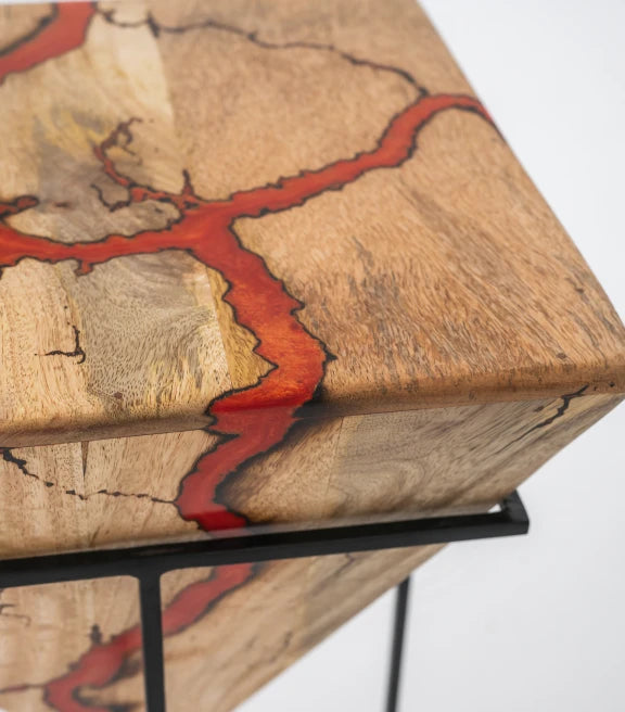 Mango Wood & Epoxy End Table – Floating Lava River Design
