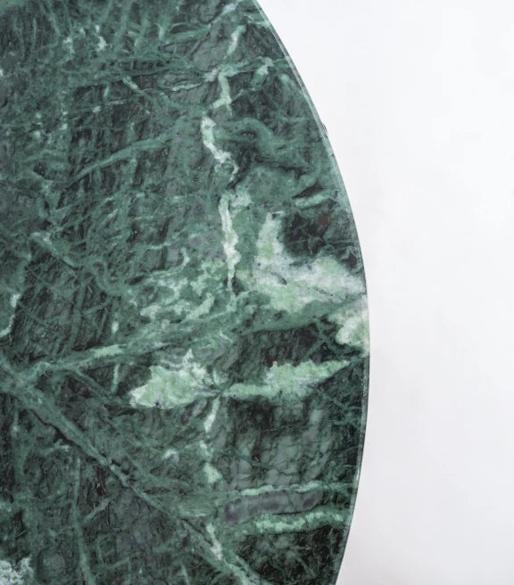 Marble & Metal End Table – Green Marble with Copper Finish