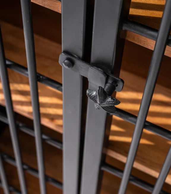 Acacia Wood & Iron Bar Cabinet – Industrial Contemporary