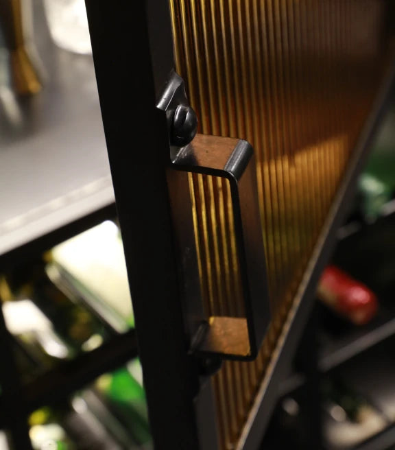 Metal & Glass Chevron Cabinet – Industrial Chic