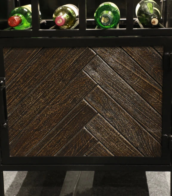 Metal & Glass Chevron Cabinet – Industrial Chic