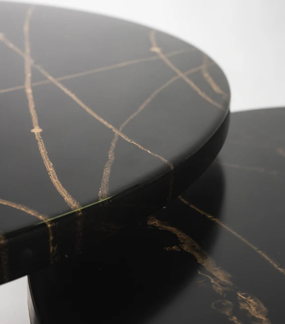 Engineered Wood & Epoxy Nested Tables – Noir & Gold Opulence