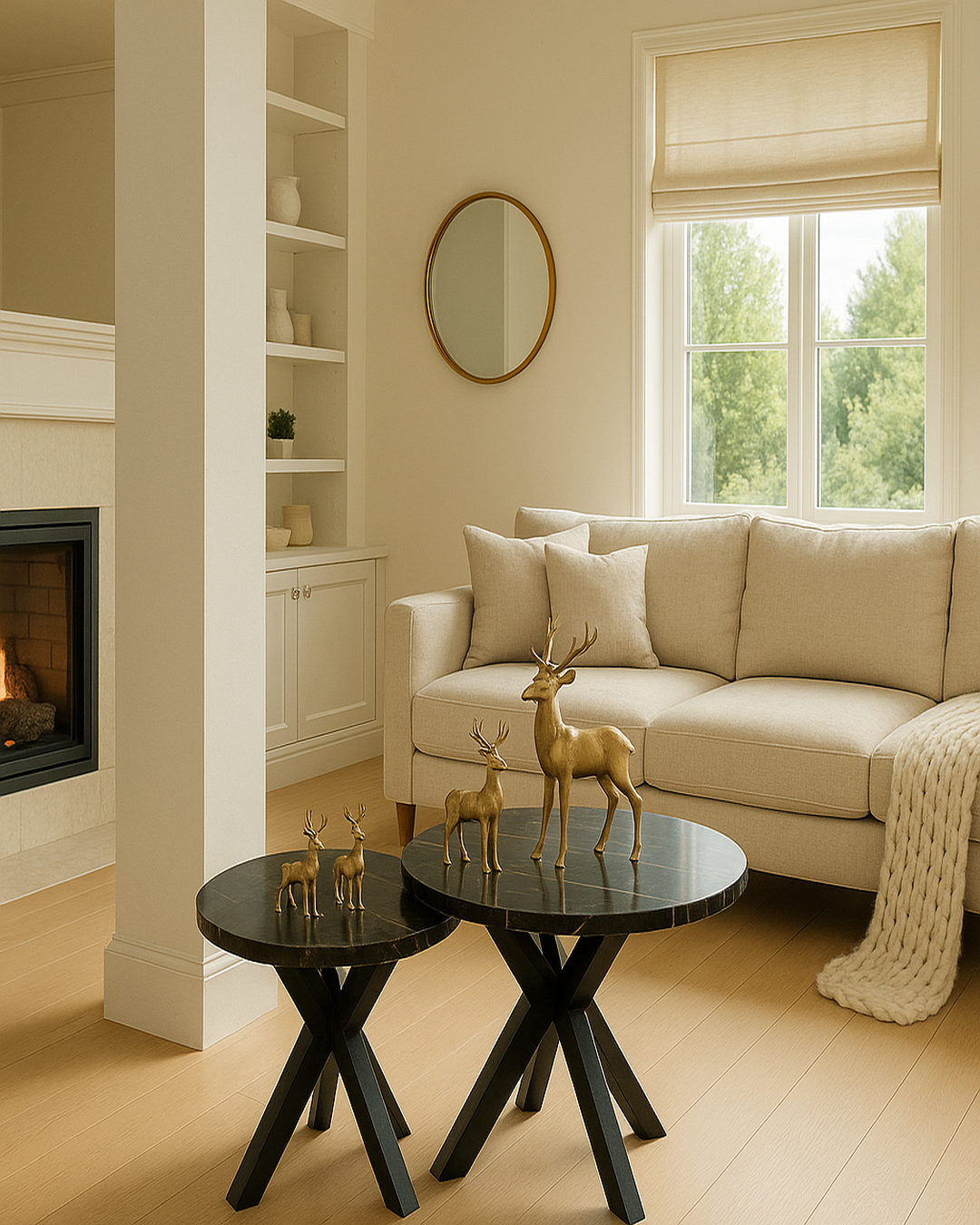 Engineered Wood & Epoxy Nested Tables – Noir & Gold Opulence